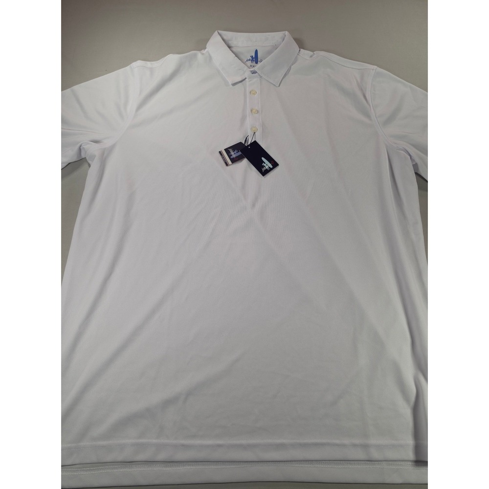 Johnnie-O Mens XXL White Performance Polo Shirt Tradeweb Logo NWT Short Sleeve